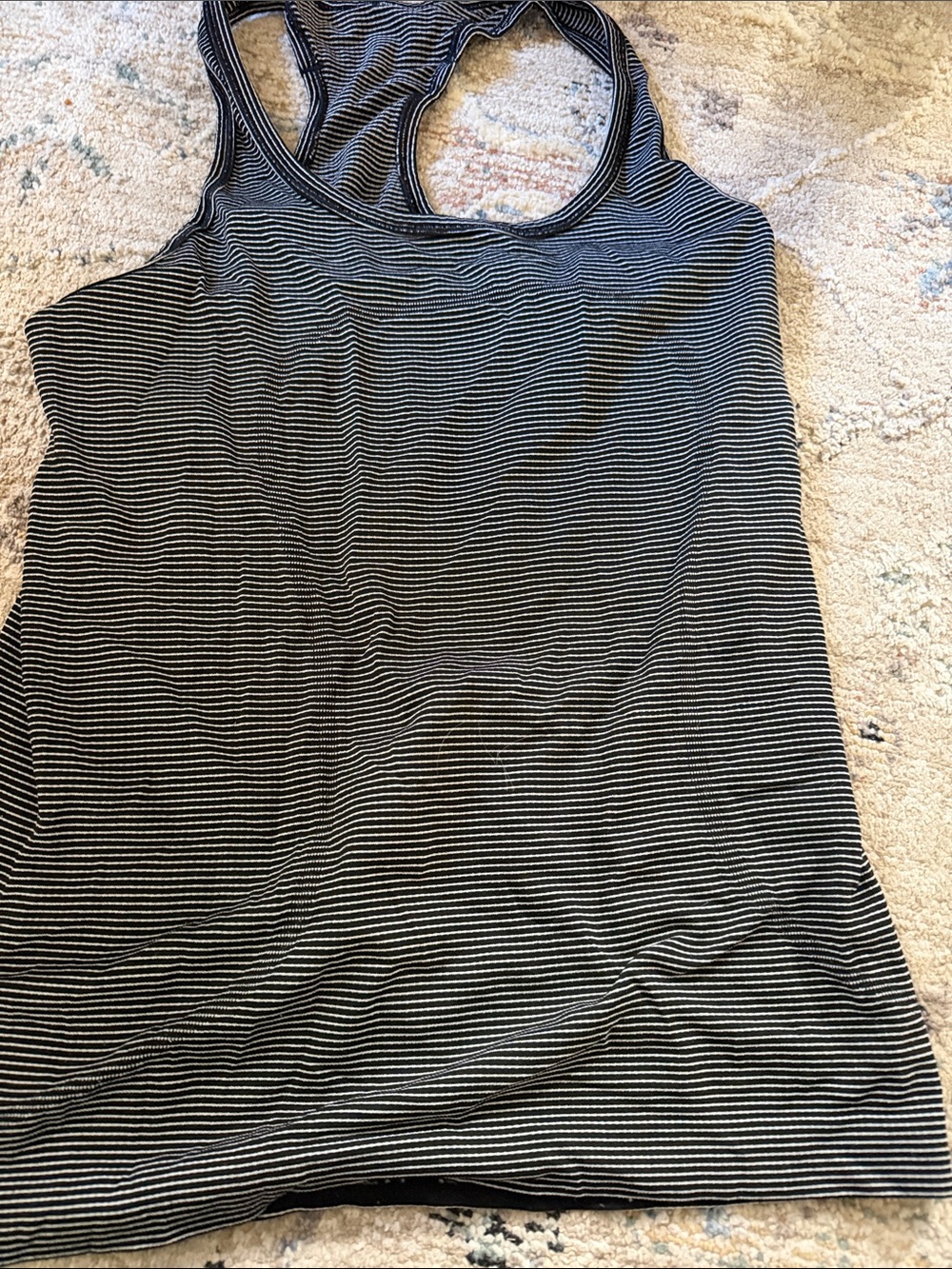 lululemon athletica Black and White Striped Racerback Tank